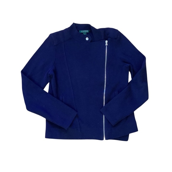 Ralph Lauren 100% cotton moto sweater, navy blue, size medium - Picture 9 of 12